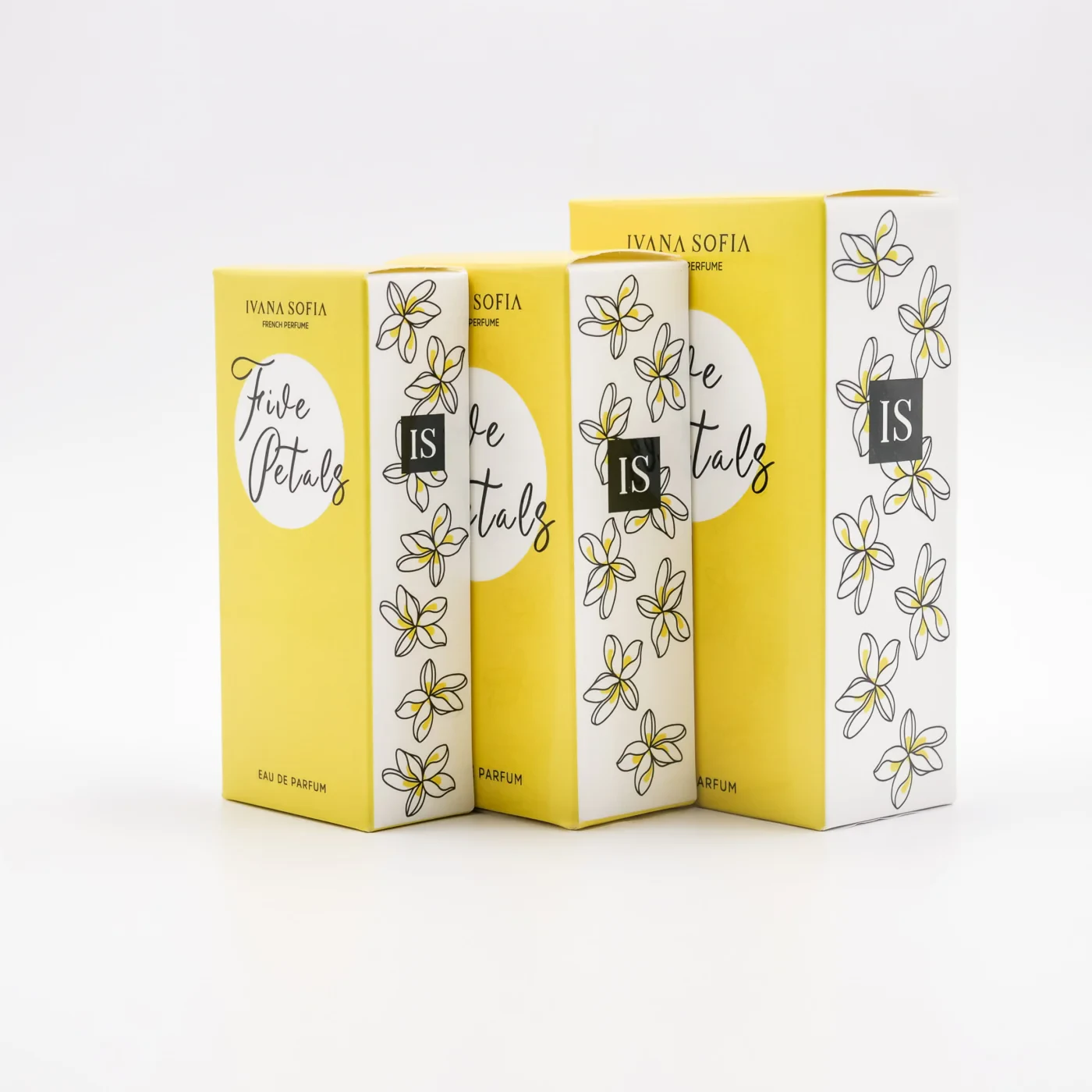 Five Petals fragrance bottle, side view