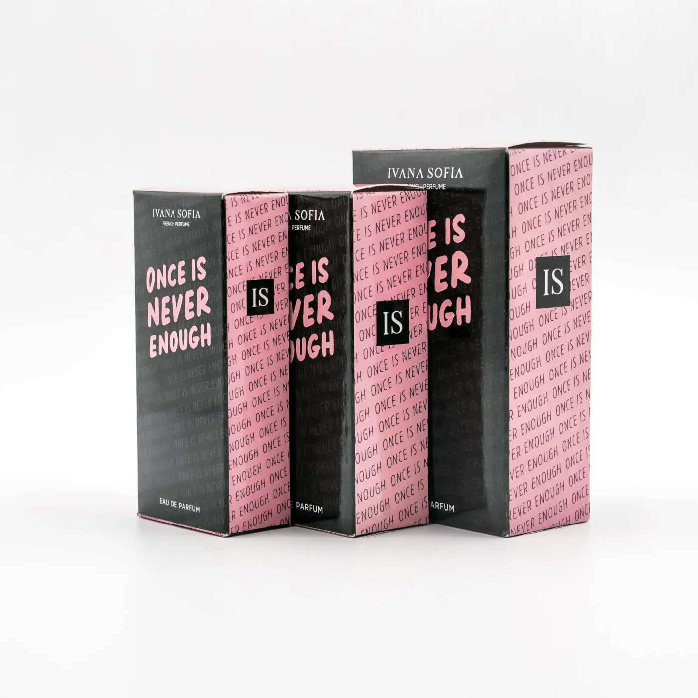 Once Is Never Enough fragrance bottle, side view