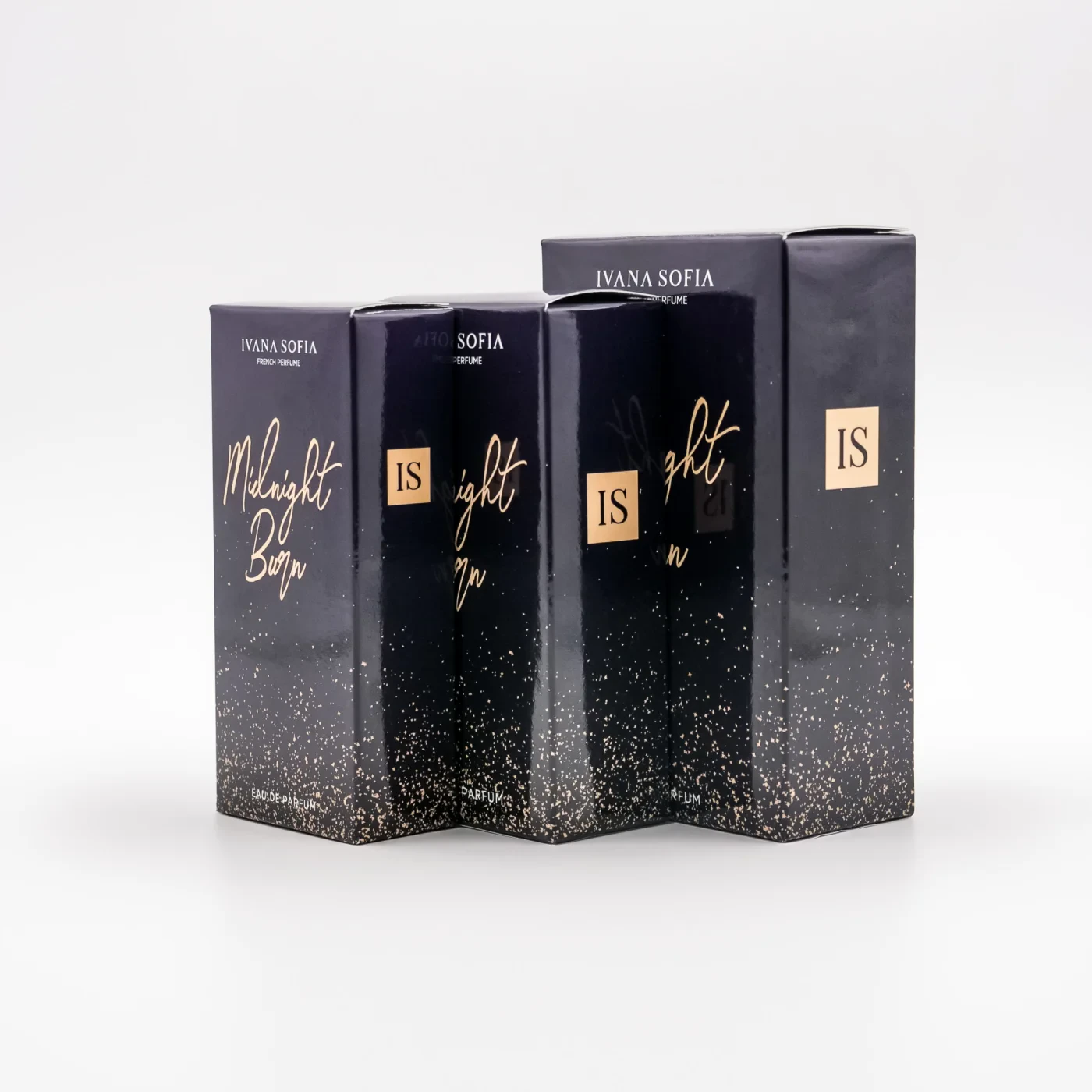 Midnight Burn fragrance bottle, side view