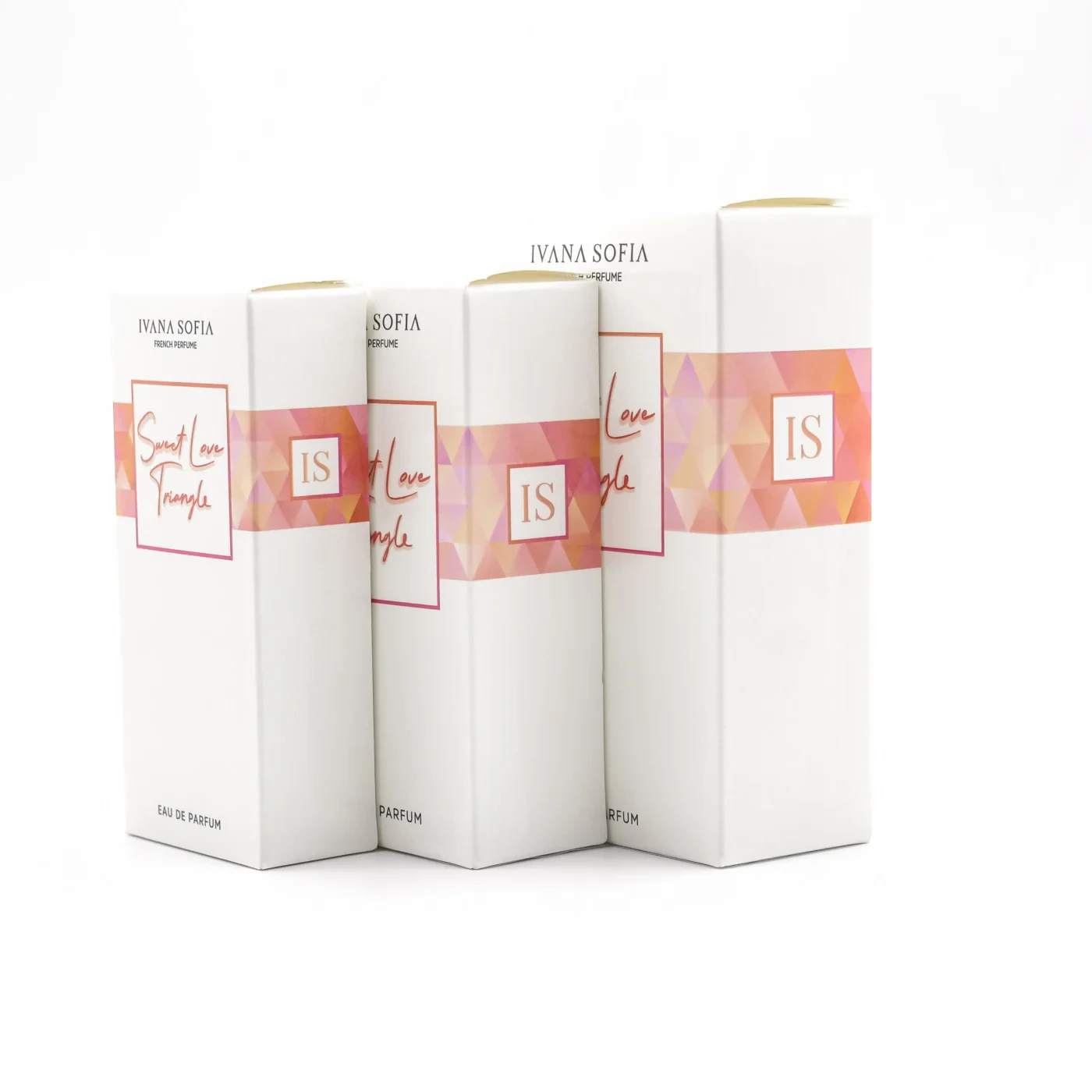 Sweet Love Triangle fragrance bottle, side view
