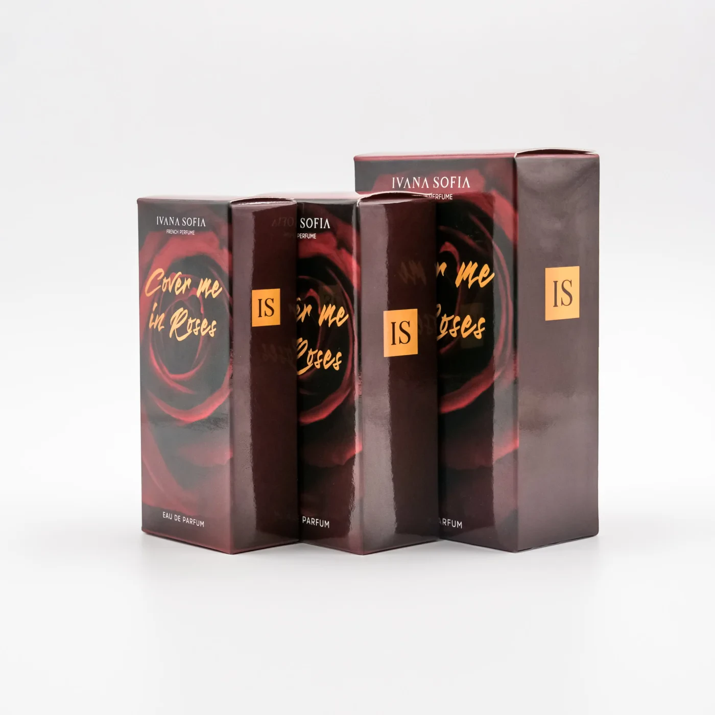 Cover Me In Roses fragrance bottle, side view