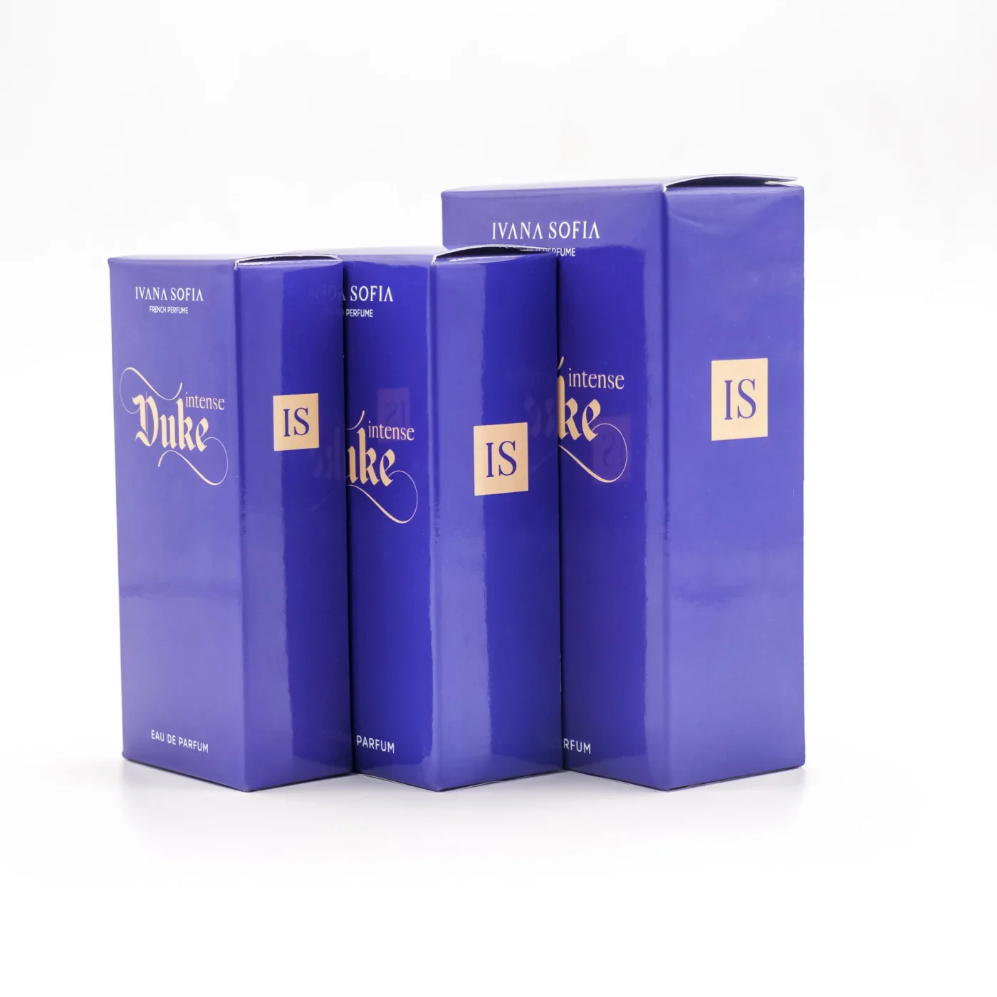 Intense Duke fragrance bottle, side view